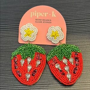 Piper K Beaded Strawberry Earrings